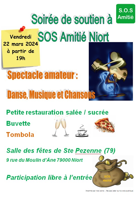 une soirée de soutien à SOS Amitié Niort
